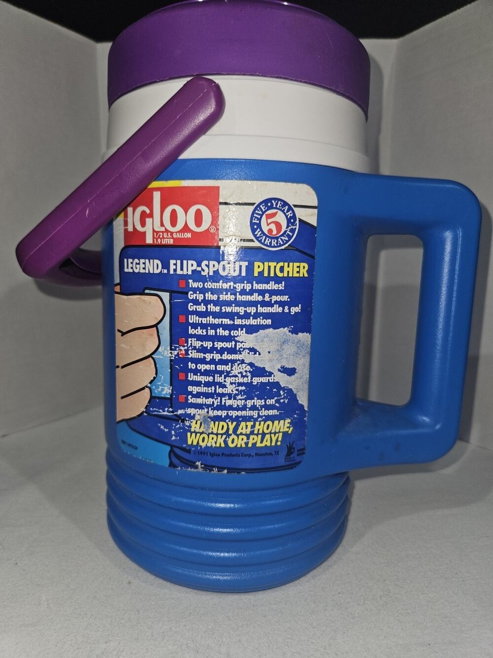 Vintage 1990s Igloo Legends 1/2 Gallon Spout Water Cooler Jug Purple Teal Barrel